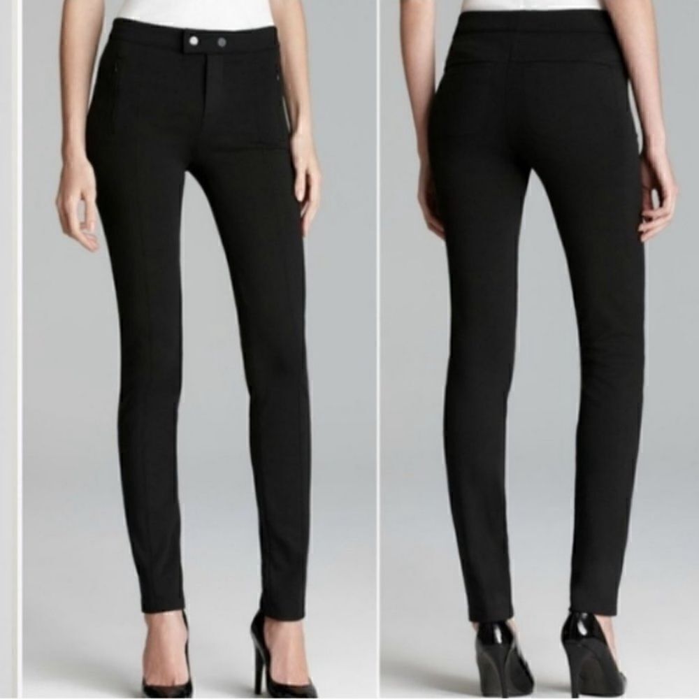 Vince Ponte Knit Snap-Closure Stretch Ski Pant - Black